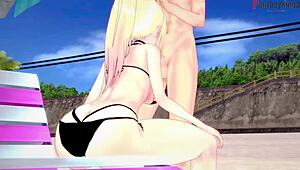 Marin Kitagawa from beach to blowjob in Sono Bisque Doll