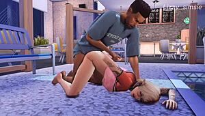 blonde getting fucked doggy in gym 3d animation