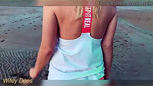 flashing tits at the sunset