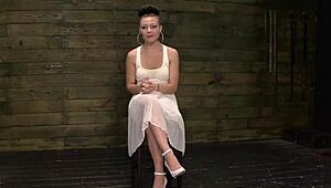 Hey, watch this breastbonded les sub get doggystyled with a strapon!