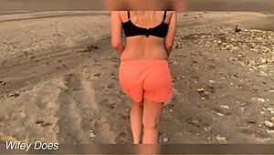 flashing tits at the sunset