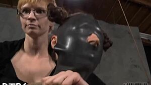 slaves receives sloppy pov blowjob, sucking cock in bondage bdsm hardcore