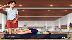 Summertime saga gym lesson with busty milf visiting the director and his sister and the best french class