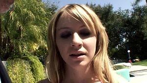 I caught slutty teen Kelly Klass by the pool after work to screw