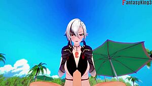 i fuck arlecchino hard on beach in bikini