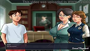 Summer school lesson with voluptuous mature woman meeting the principal and his sister, plus French language course