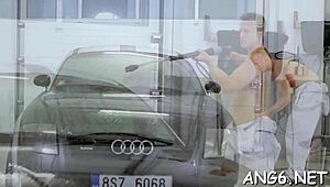 the sight of beauty licking his choad gives stud much delight