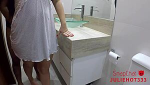 Hot Latina Friend Gets Anal In Bathroom