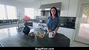 Aroused stepmom craves to fondle her breasts
