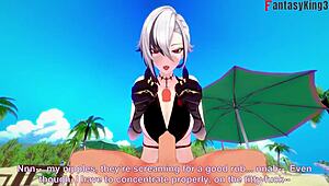 i fuck arlecchino hard on beach in bikini