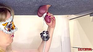 Stepsister plays with a dick on a milking board and hangs various objects from it annycandy painboy.