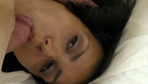 Queen Mona gets tied up face fucked pussy fucked and spunked on in BDSM