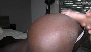 Gorgeous black teen gets cum inside on big cock