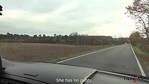 She offers her pussy for a ride home, and he gives her a huge cumshot in return.