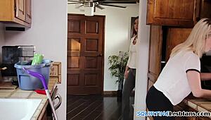 classy lesbo squirts while being fingered