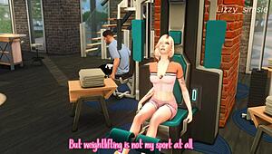 blonde getting fucked doggy in gym 3d animation