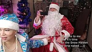 Santa Claus Roughly Slams Snow Maiden in Wild Xmas Fuck
