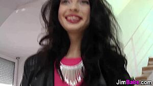 I watch this teen amateur ride in pov with handjob and blowjob