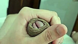 Damn, check this juicy Brazilian twink with a dripping wet cock