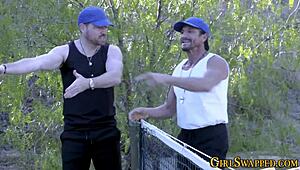 Stepteen Gets Jizz Facial Outdoors