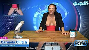 Hot Milf's Huge Boobs Shake Wild on Live News