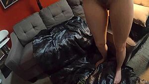 Intense POV sex on the couch with a petite babe riding a BBC