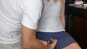 Amateur Blonde Babe Fingers Shaved Pussy Of Stepsister To Orgasm After Night Out