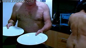 What's for breakfast? Big ass striptease on the beach with tits out