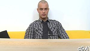 Sophisticated homosexual stud competes in anal contest