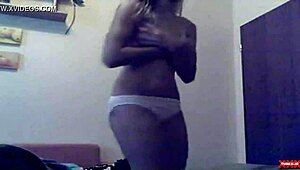 Teen undresses on webcam, ripping clothes off!