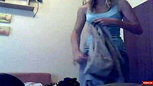 Teen undresses on webcam, ripping clothes off!