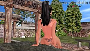 Satisfying newly married girl in animated 3D cartoon story