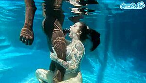 Hot teen amateur gets slammed by big black cock underwater?