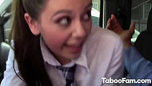 Thin Lucy Doll gives blowjob and gets fucked hard!