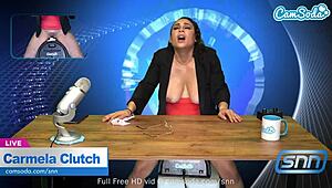 Hot Milf's Huge Boobs Shake Wild on Live News