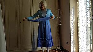 Elsa cosplay takes nice cock in homemade parody cumshot