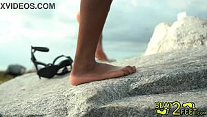 hey, see giggles feet rocking high heels at the park?