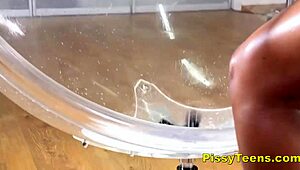 Nasty black minx Jasmin Webb enjoys solo dildo and squirting frolics