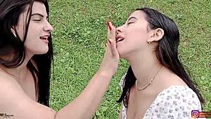 Horny Lesbians Fuck Perfect Pussies Outdoors! Oh, Their Cute Asses Drive Me Wild!