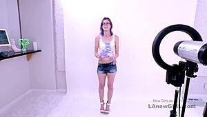 Hot Babe Sucks Huge Cock at Modeling Interview Debut