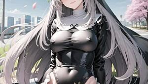 AI illustration features big tits in hentai style