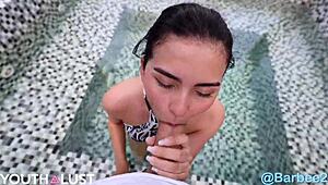 barbie fucking in the tropical city pov with facial