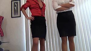 Good cop bad cop footjob in nylons