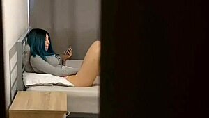 Hiding in closet, I watch my curvy step-sister masturbate intensely.