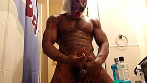 Hallelujah Johnson worships massive black hairy cock in solo session