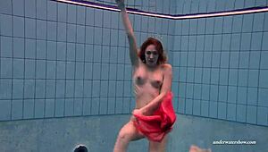 Firm Big Tits In Red Dress Underwater!