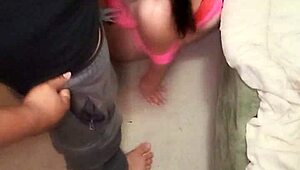 my sexy girlfriend in pink lingerie sucks and fucks passionately