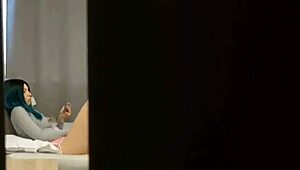 Hiding in closet, I watch my curvy step-sister masturbate intensely.