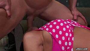 Sandra Romain gives a deepthroat blowjob and handjob to a well-endowed partner