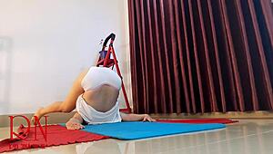 Regina Noir Strips Nude for Yoga in White Panties at Gym!